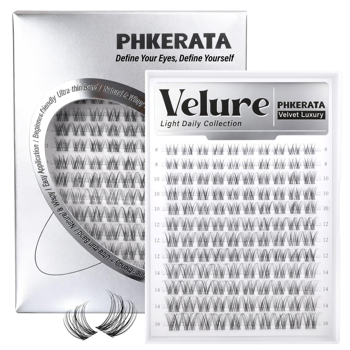 PHKERATA Velure Racimos de Pestañas textura delicada para apariencia natural