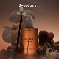 PHLUR Caramel Skin: frontal de la botella para apreciar su diseño premium.