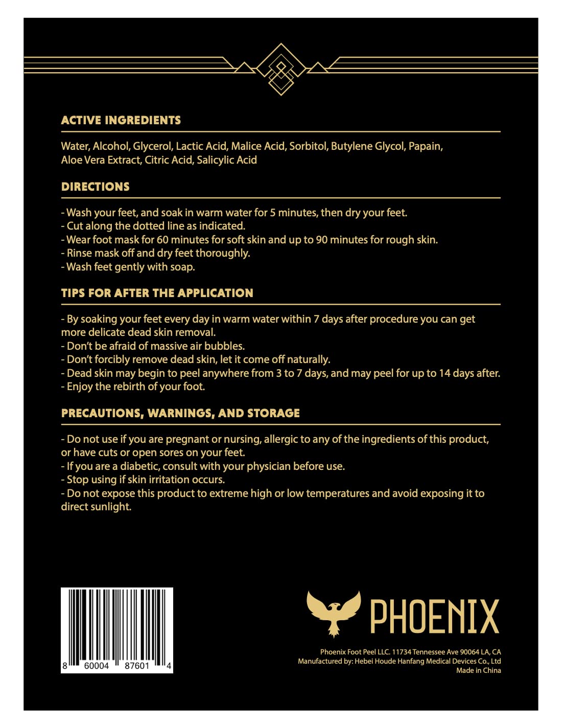 Phoenix Foot Peel con media exfoliante grande para tallas grandes.