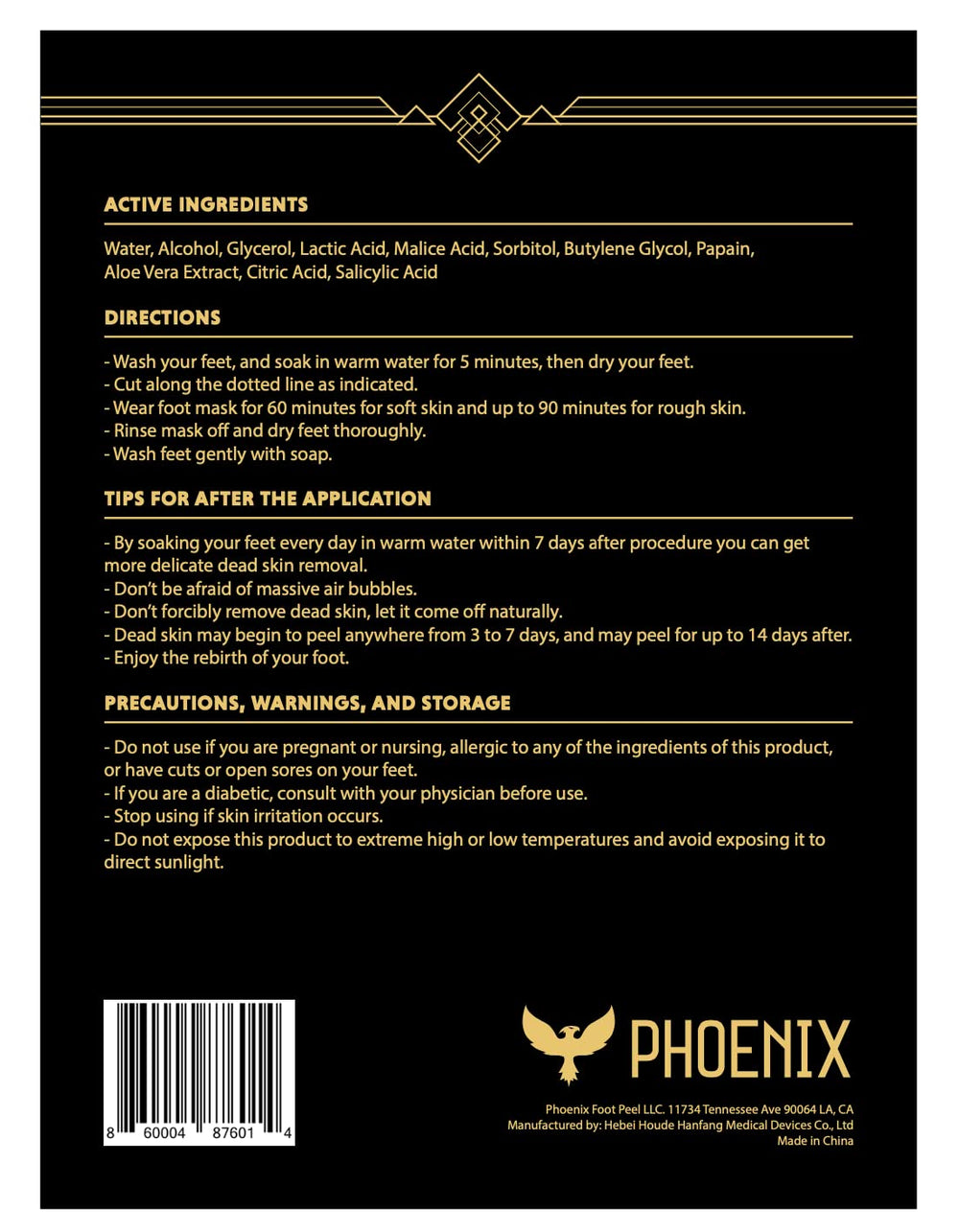 Phoenix Foot Peel con media exfoliante grande para tallas grandes.