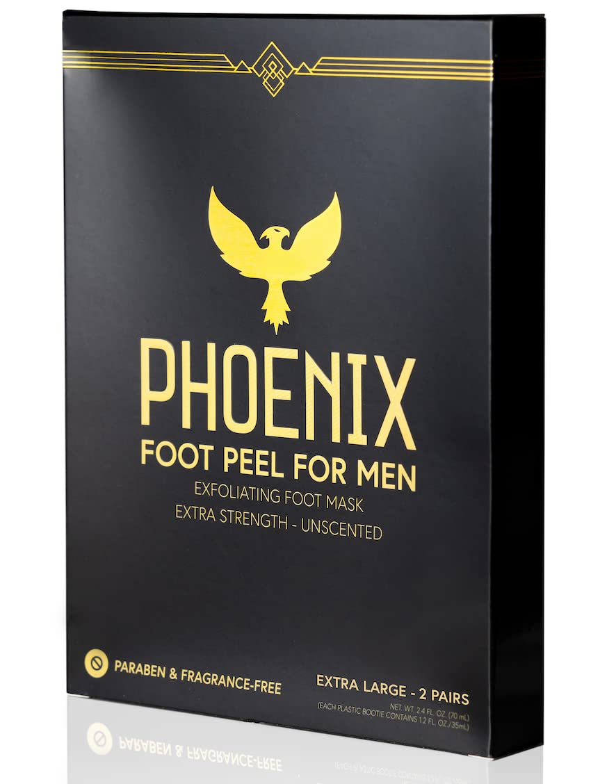 Phoenix Foot Peel para hombres, paquete de dos, preparado para exfoliar piel áspera.