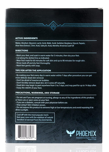 Phoenix Foot Peel, mentol refrescante, sensación fría durante la aplicación.