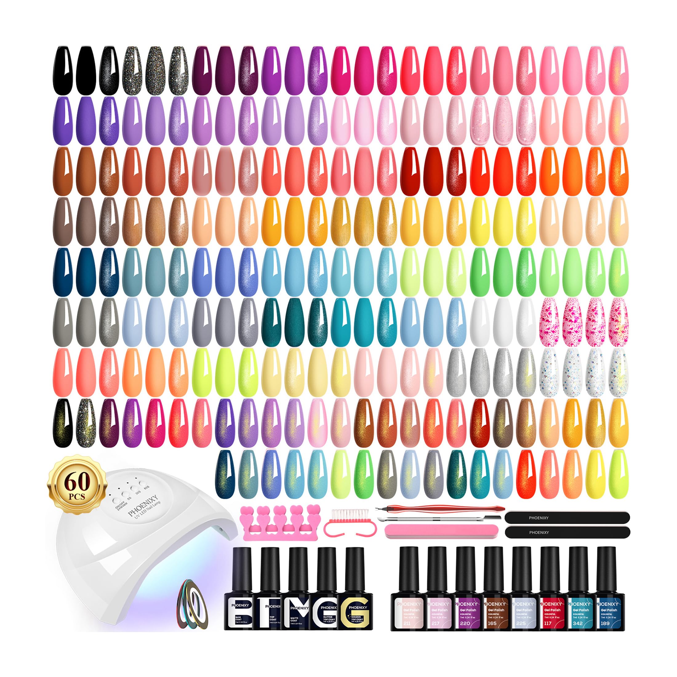 Phoenixy Esmalte Gel 71 Piezas: amplia paleta de colores para uñas