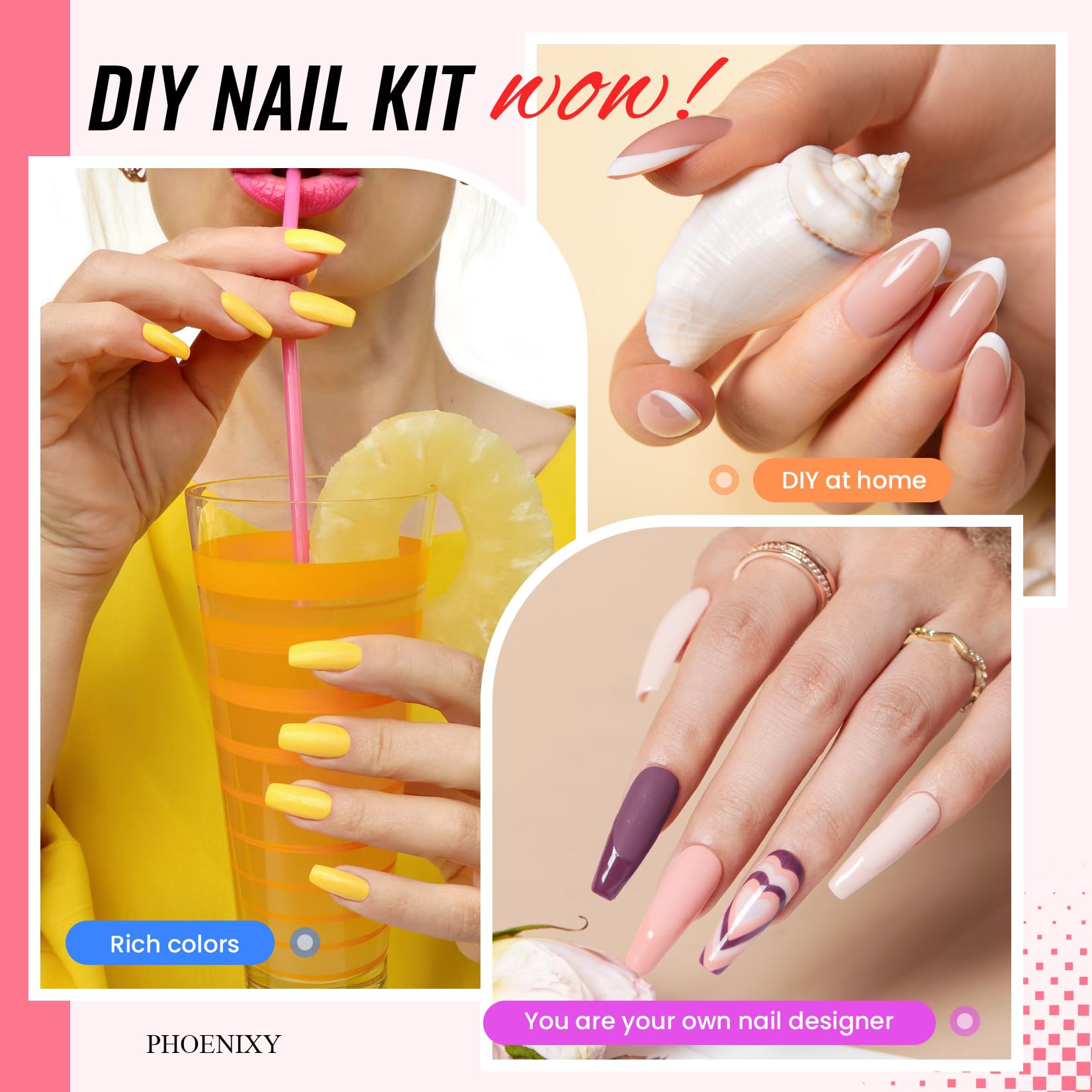 Phoenixy-herramientas-manicure-y-decoraciones, acabado profesional en casa.