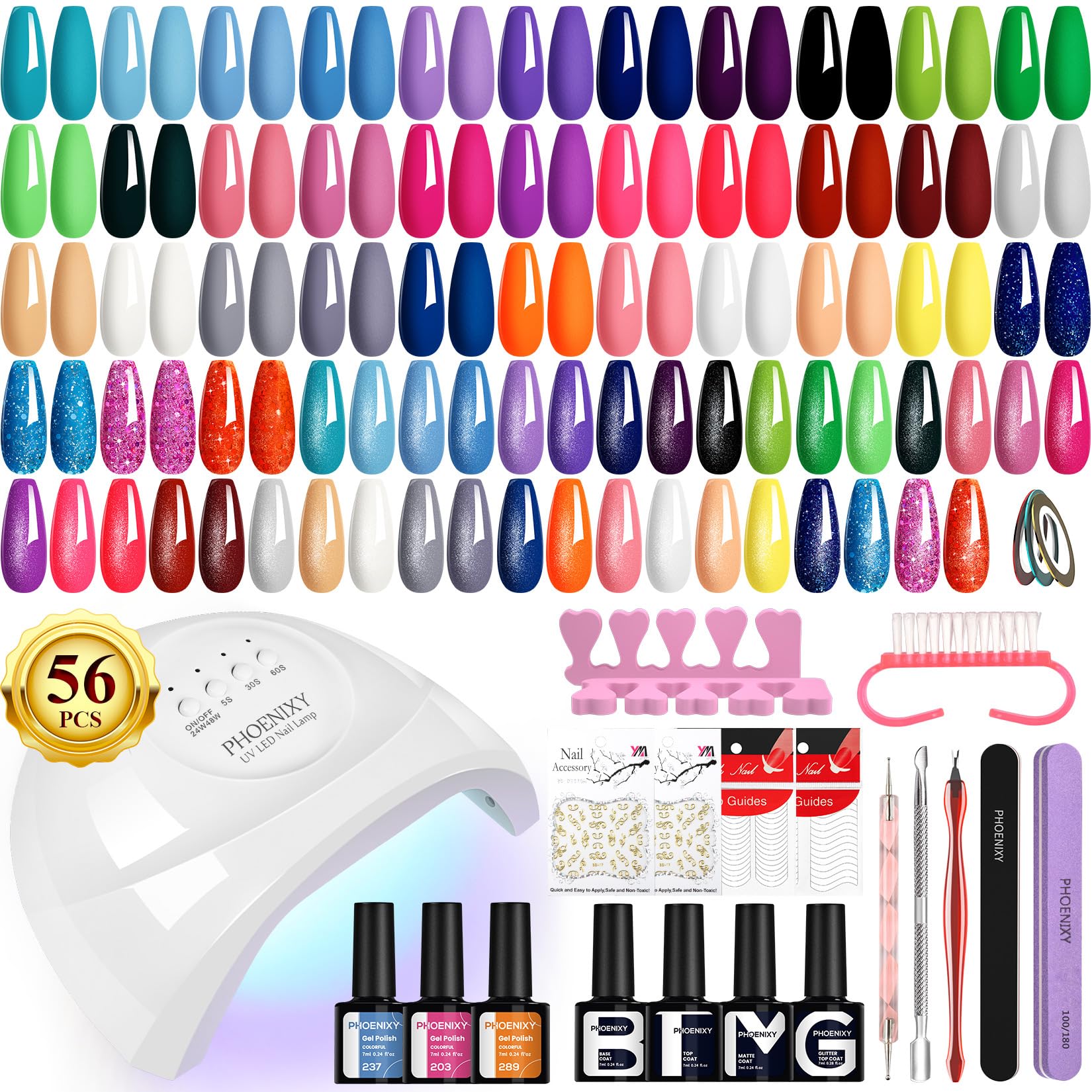 Phoenixy kit gel uñas con lámpara 48W para manicura en casa