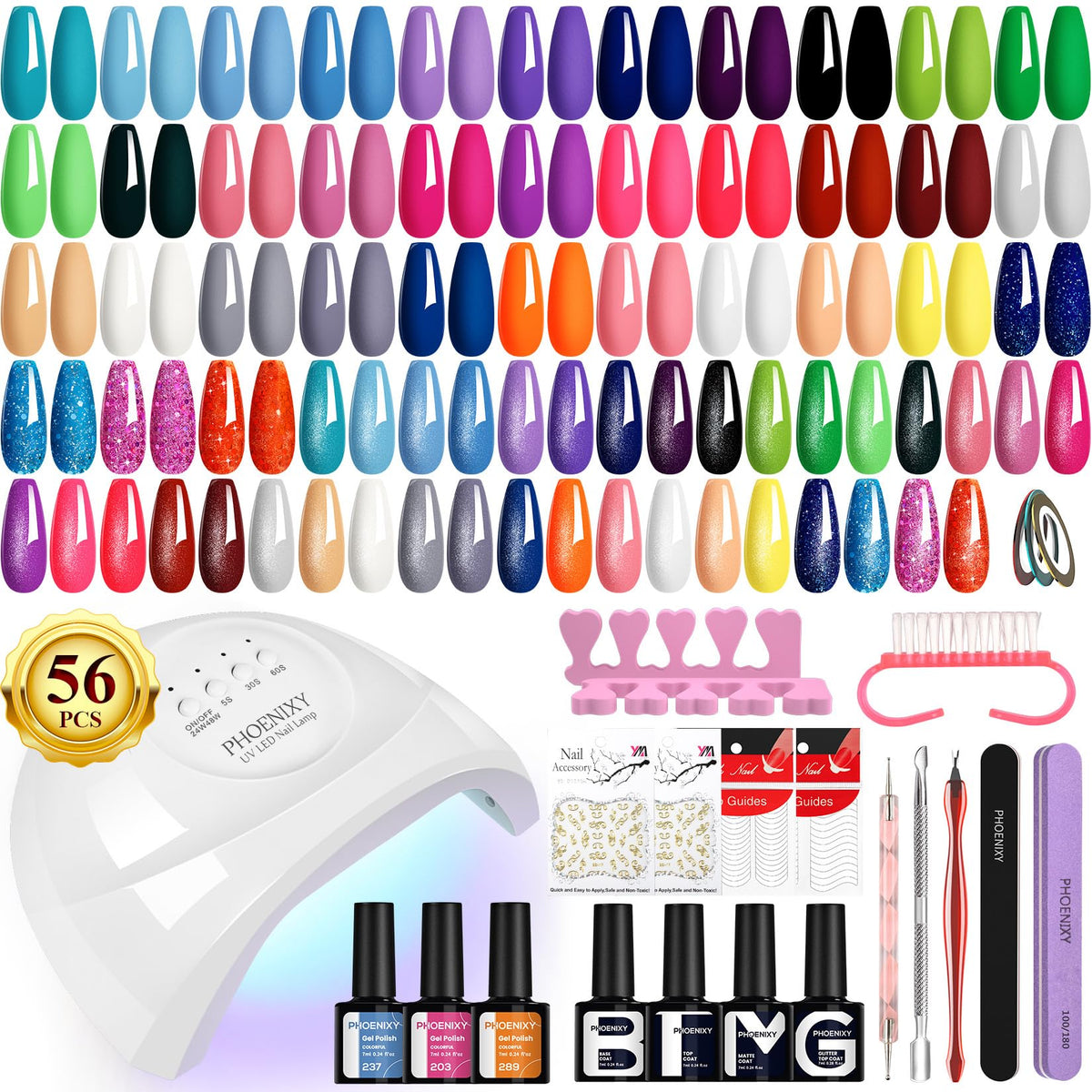 Phoenixy kit gel uñas con lámpara 48W para manicura en casa
