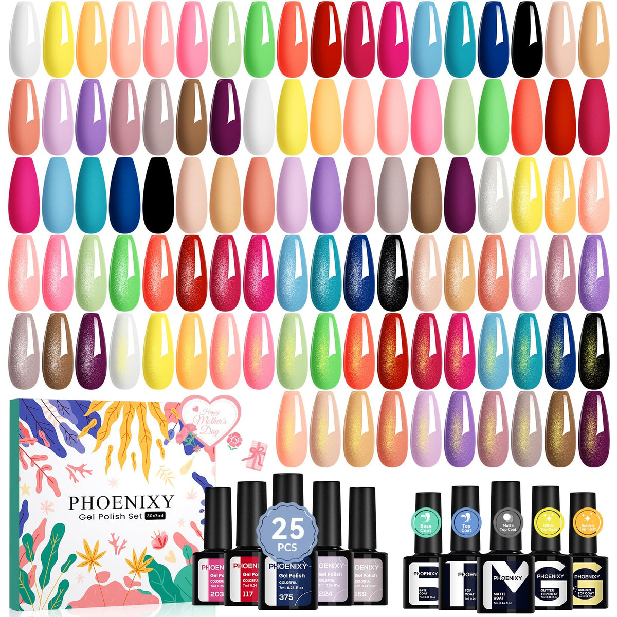 Phoenixy set gel uñas con 25 colores para looks versátiles y de temporada