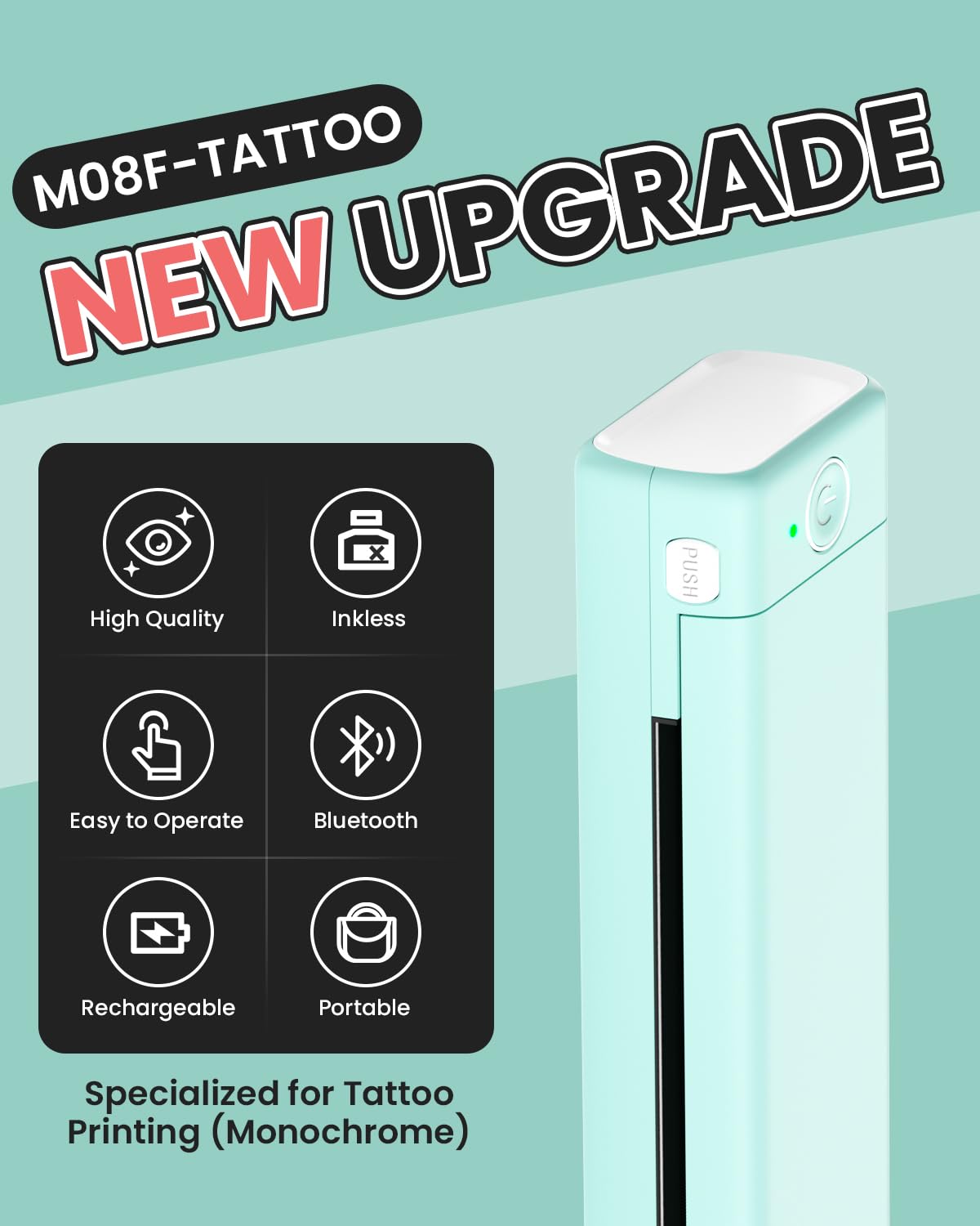 Phomemo M08F disenos tatuaje inalambrico para resultados rapidos