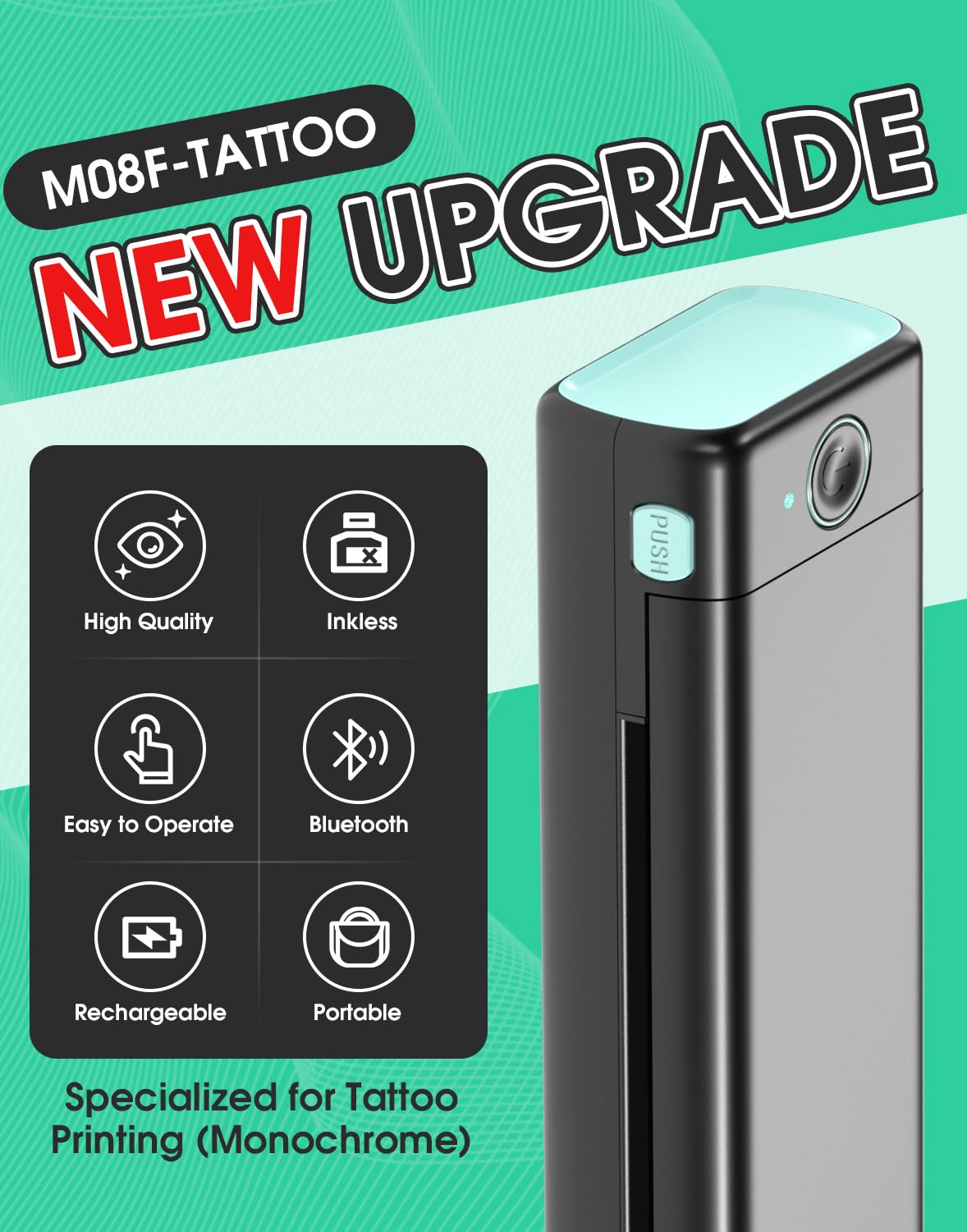 Phomemo M08F con Bluetooth permite enviar diseños desde la app fácilmente.