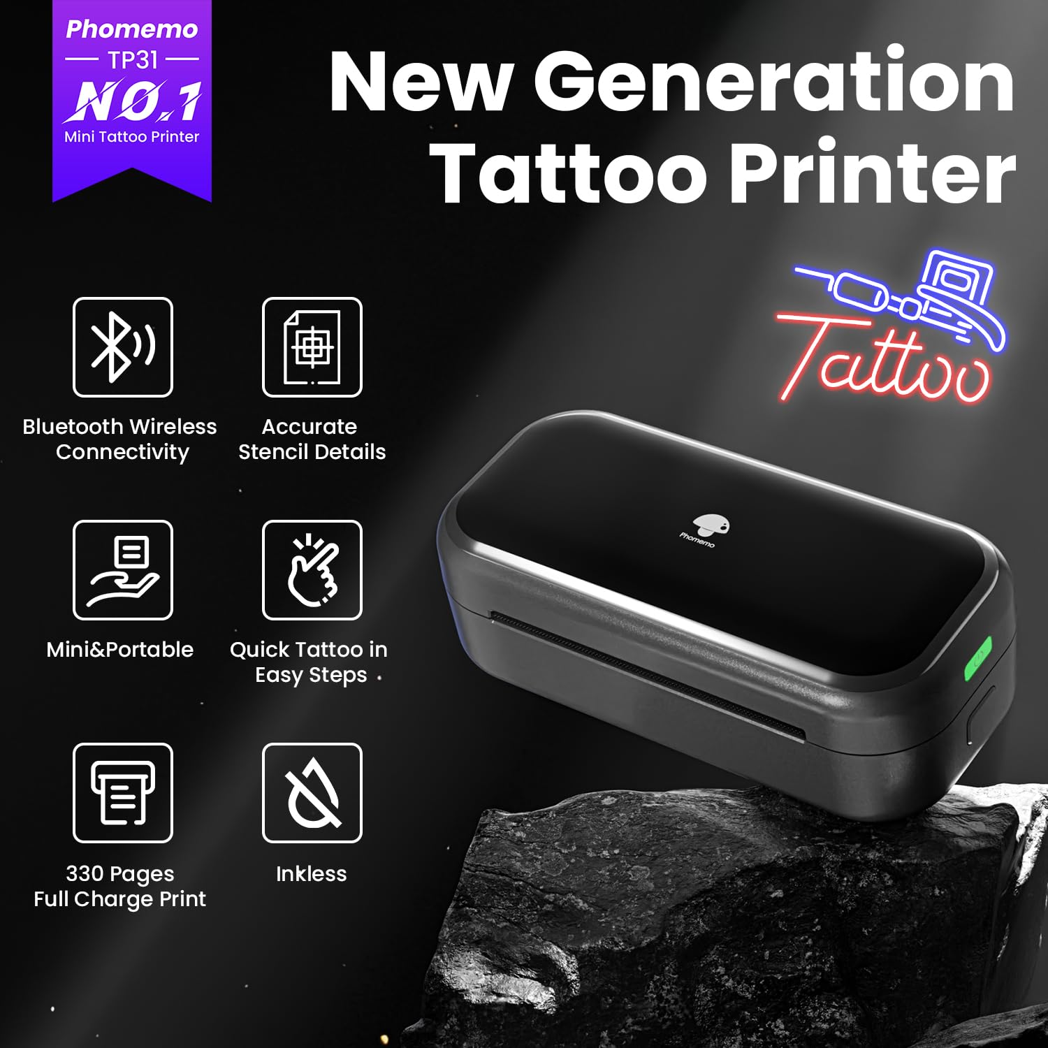 Phomemo Mini: papel de transferencia para tatuaje con resultados claros.