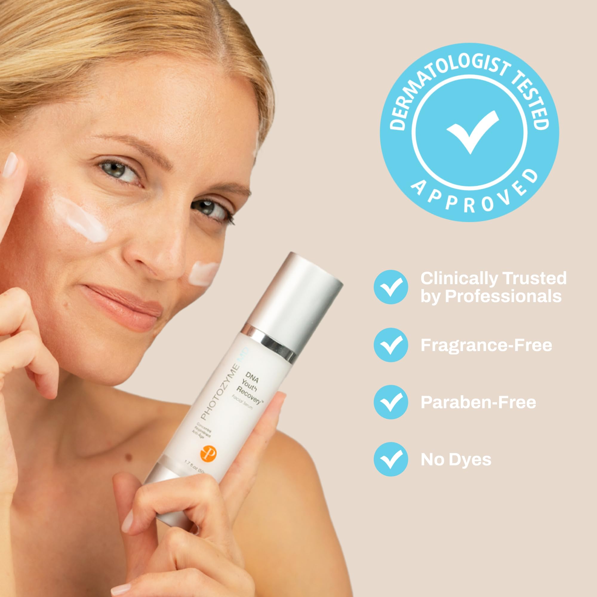 Photozyme sérum ADN ingredientes activos para soporte de piel.