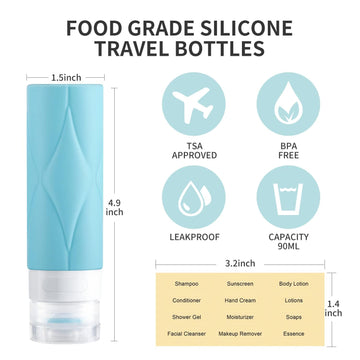 PHOVSUV accesorios de viaje 90ml, aprobadas TSA para viaje sin contratiempos