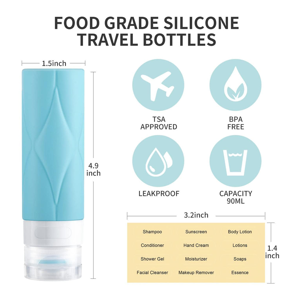 PHOVSUV accesorios de viaje 90ml, aprobadas TSA para viaje sin contratiempos