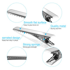 PHSZZ clips de pelo metálicos en plata superficie lisa para pegar lazos.