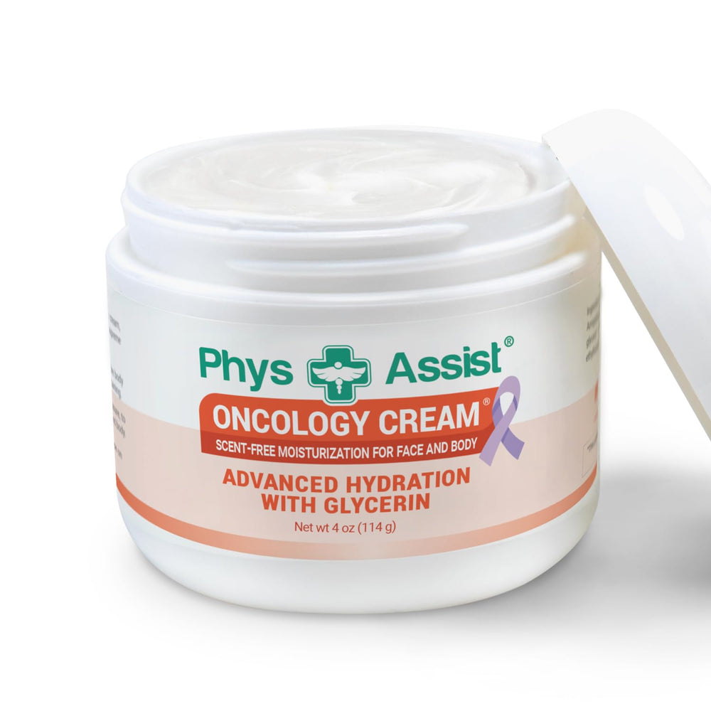 Textura sin fragancia de PhysAssist Oncology Recovery Cream para piel sensible.
