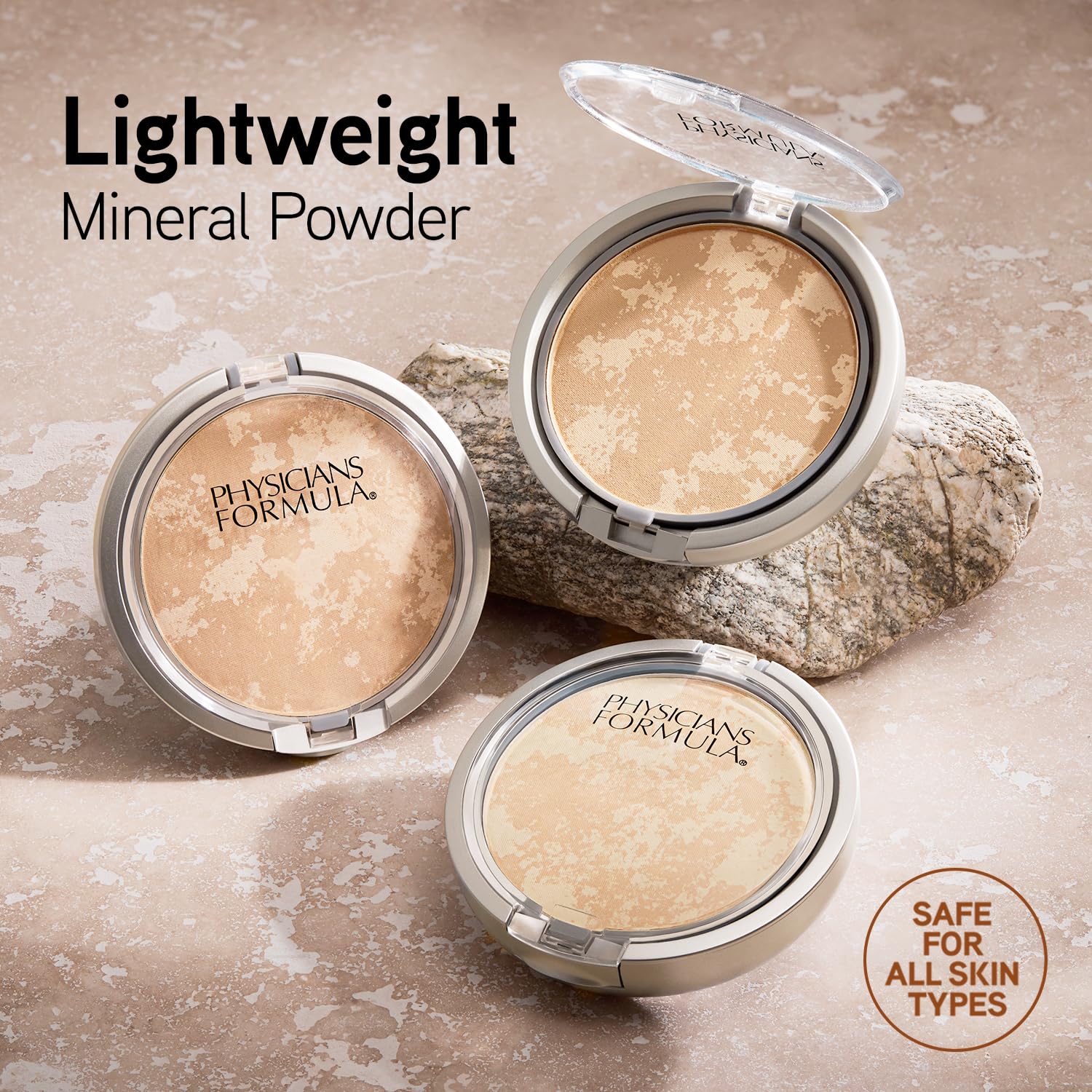 Pó mineral con cobertura ligera, Physicians Formula, acabado natural.