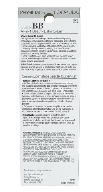 Fórmula hipoalergénica de Physicians Formula Super BB Cream para piel sensible.