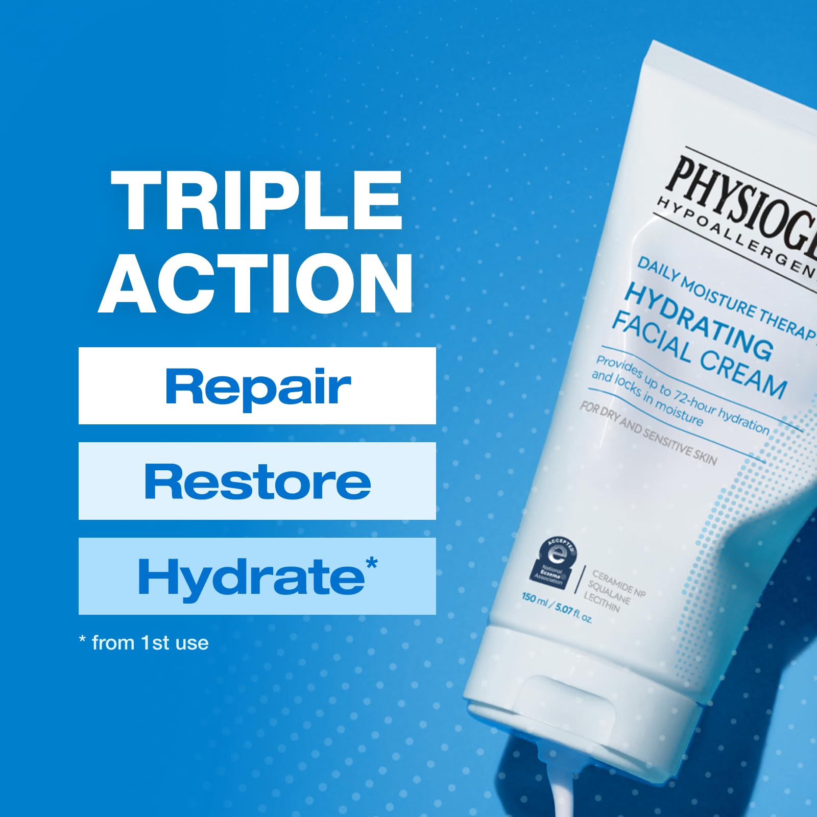 Physiogel hidratación de 72 horas mantiene la piel hidratada.