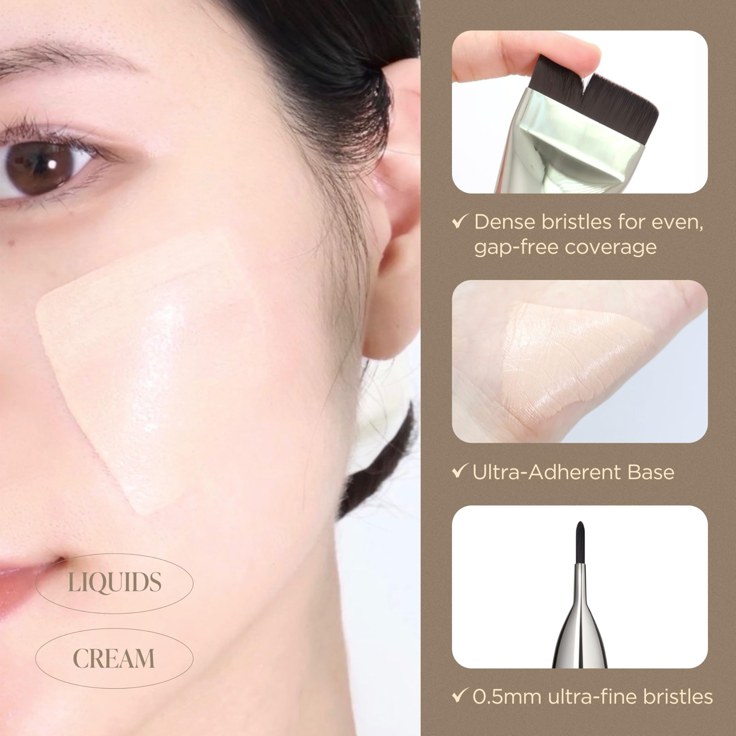 Piccasso aplicación base líquida crema: facilita una base homogénea sin marcas.