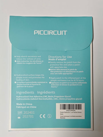 Parche PICcircuit apto para todo tipo de piel, uso nocturno recomendado.