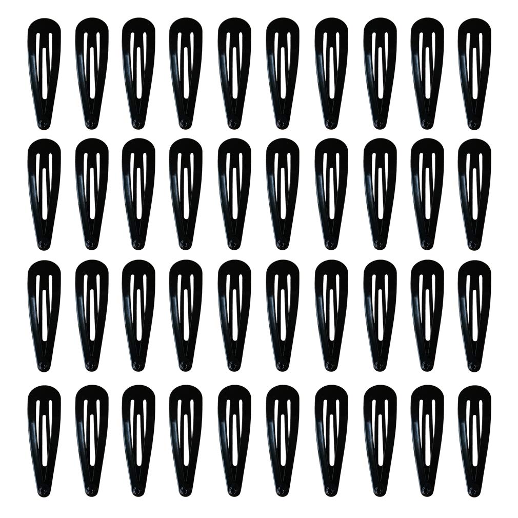 Barrettes PIDOUDOU negras, 40 piezas, fijación firme para peinados estables.