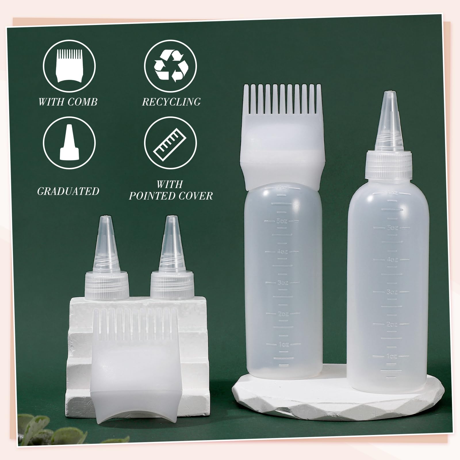 Pimoys: aplicador con peine para raíces, flujo del producto con control.