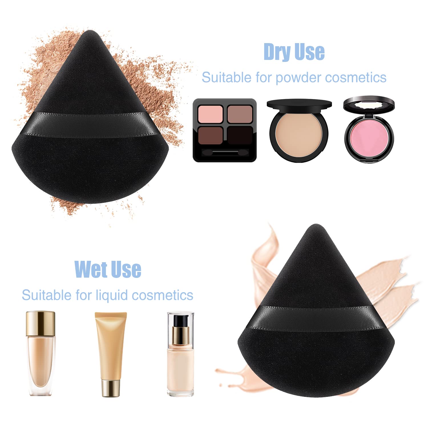 Pimoys aplicador polvo base redondo para base de maquillaje suave.