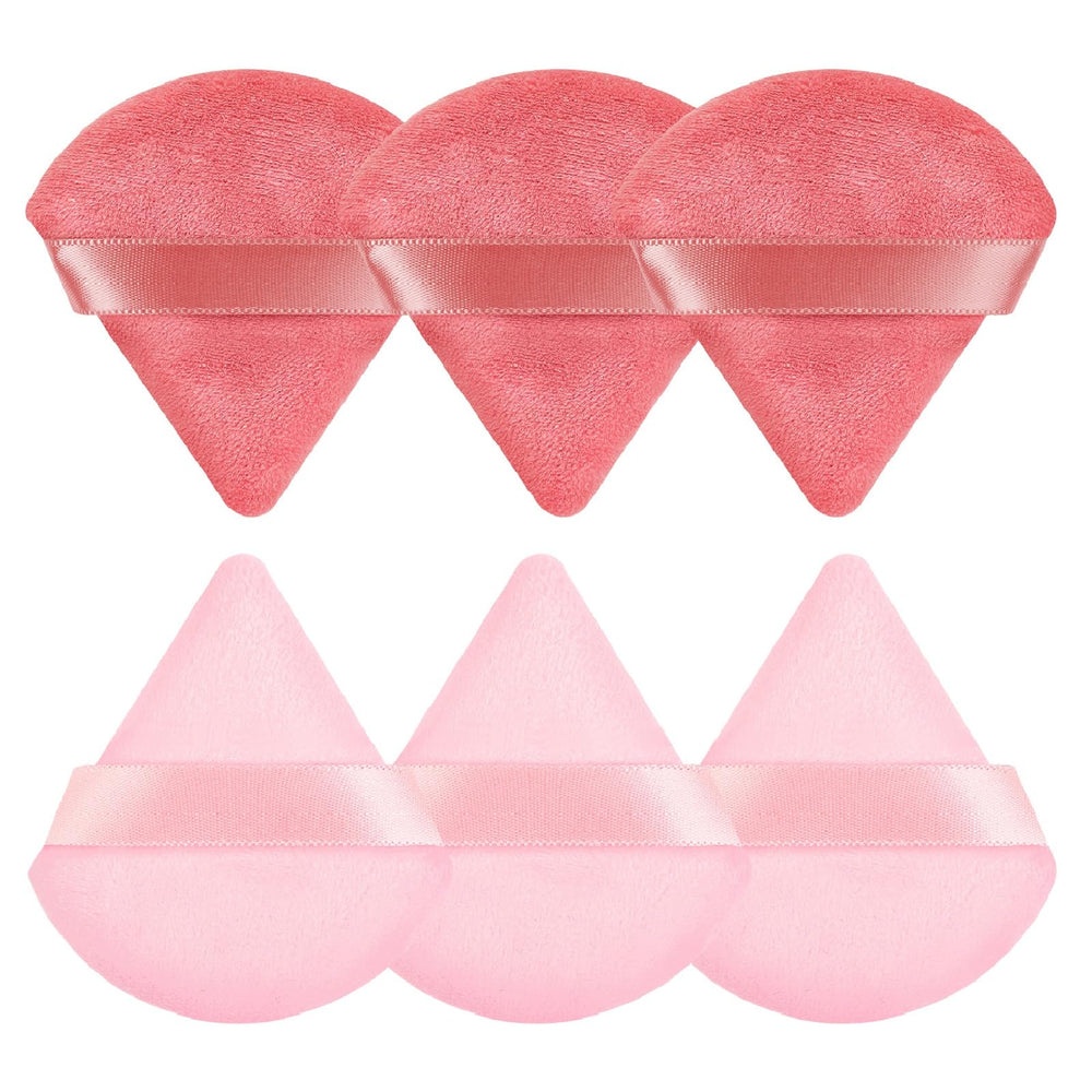 Pimoys conjunto de esponjas para polvo rosa con triángulos para precisión facial.