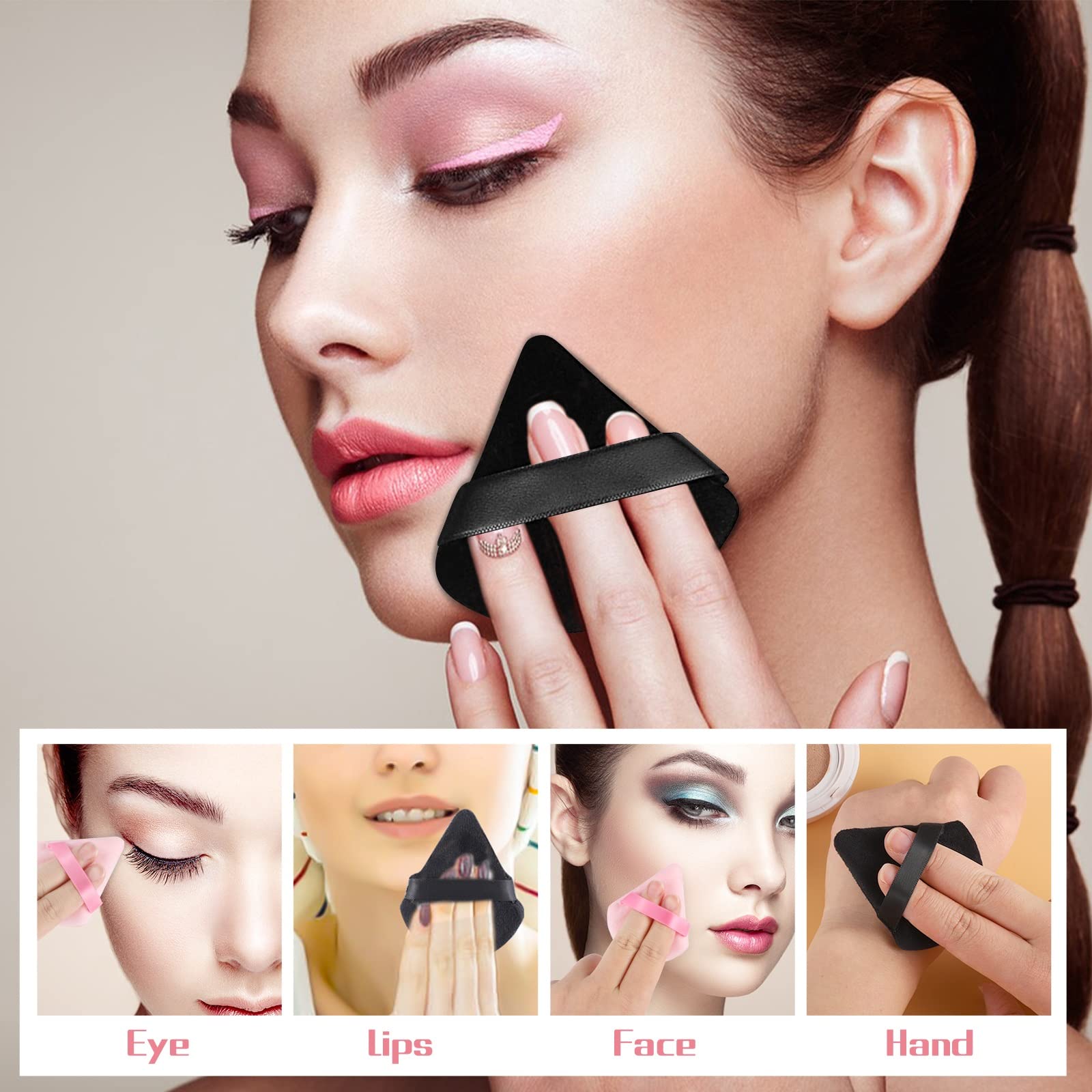 Pimoys esponja polvo, colores negro y rosa para estilo personal