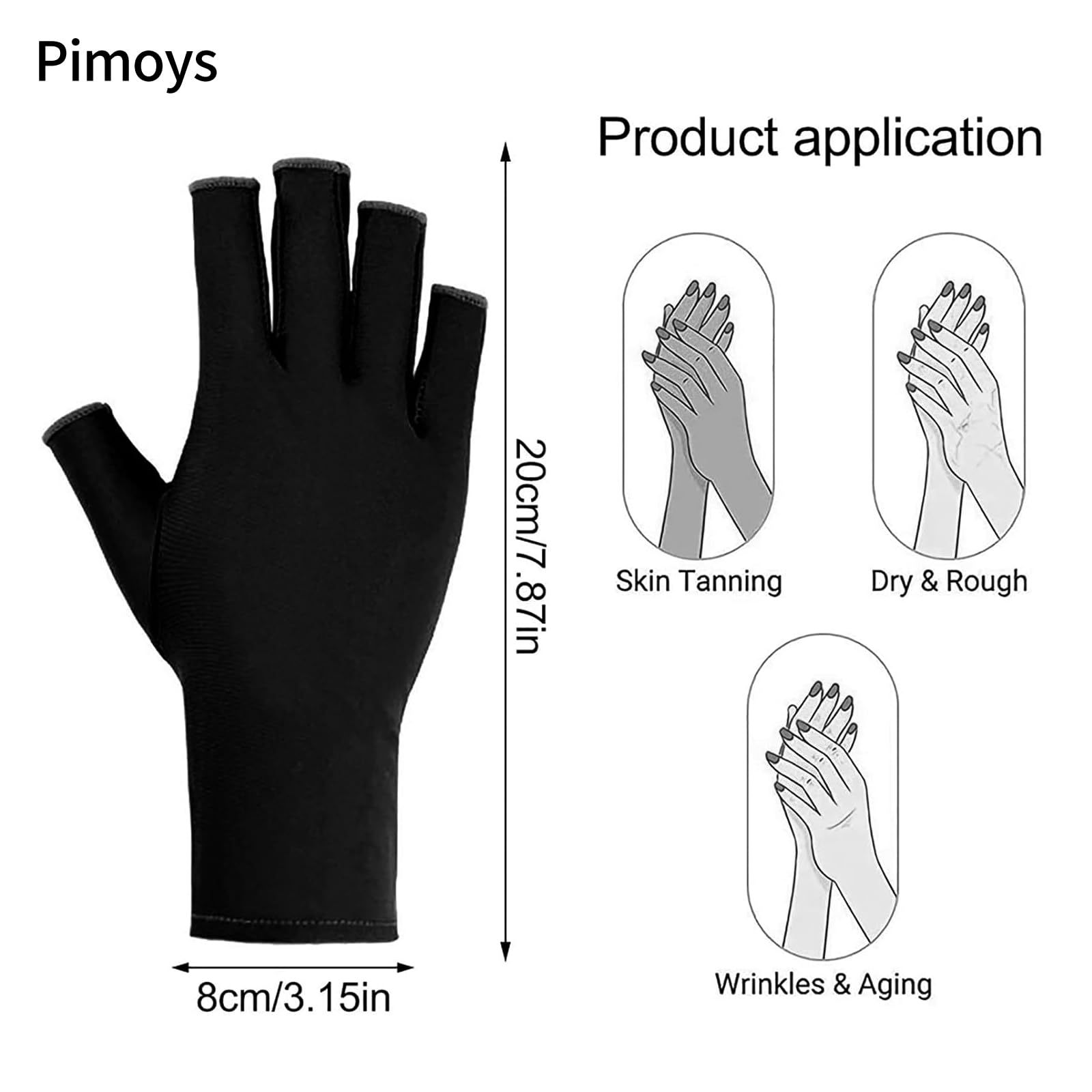 Pimoys guantes UV tejido elastico transpirable para manicuras cómodas durante el secado