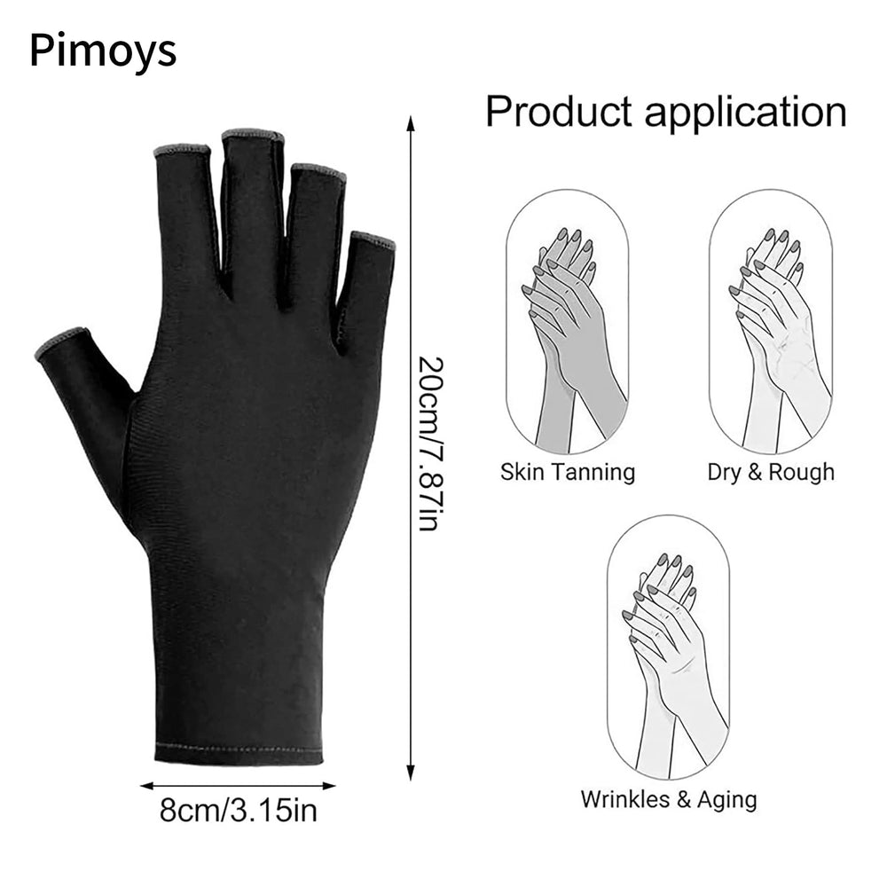 Pimoys guantes UV tejido elastico transpirable para manicuras cómodas durante el secado