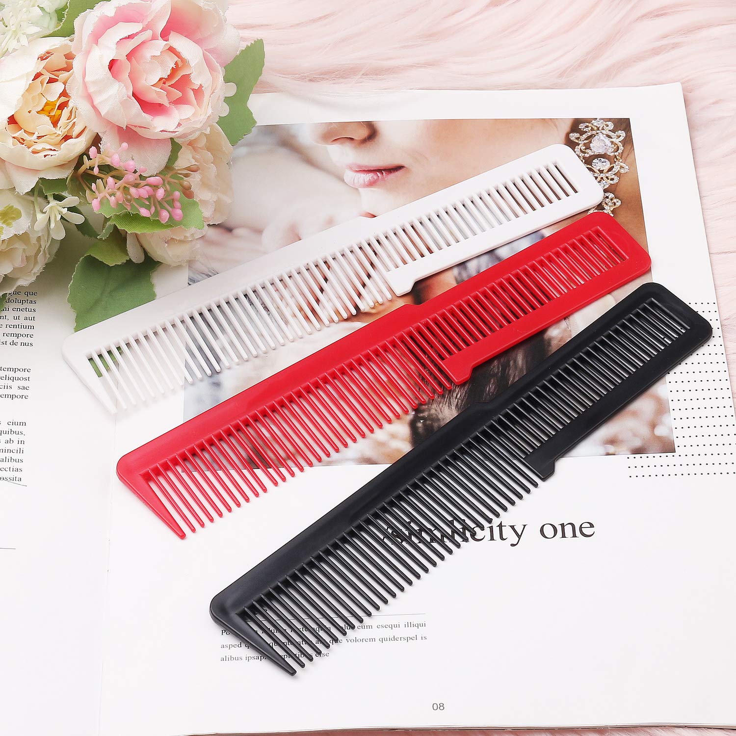 Pimoys conjunto de peines profesionales para corte de cabello blanco, definición de líneas