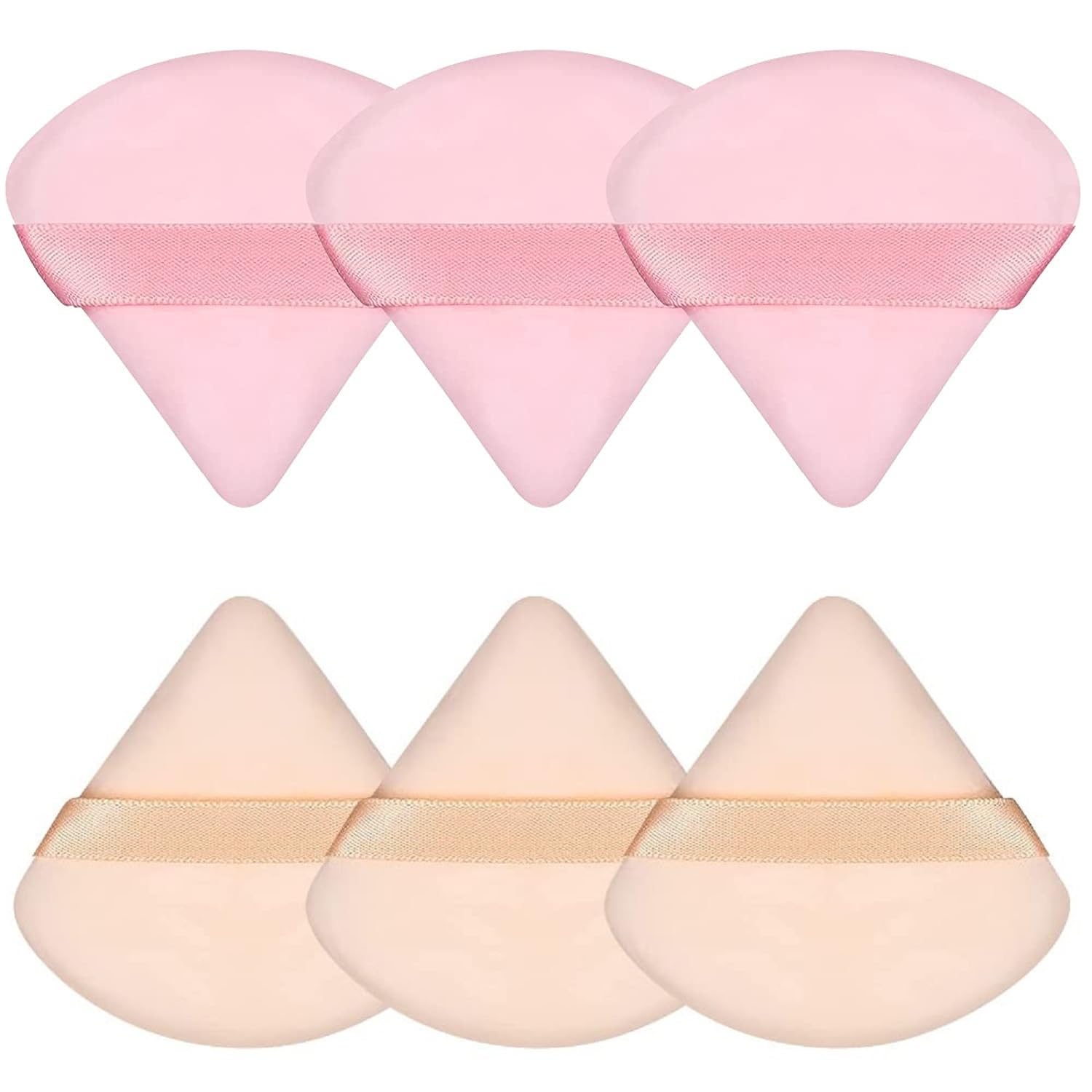 Pimoys puff polvo triángulo de 7 cm, textura suave para aplicación.