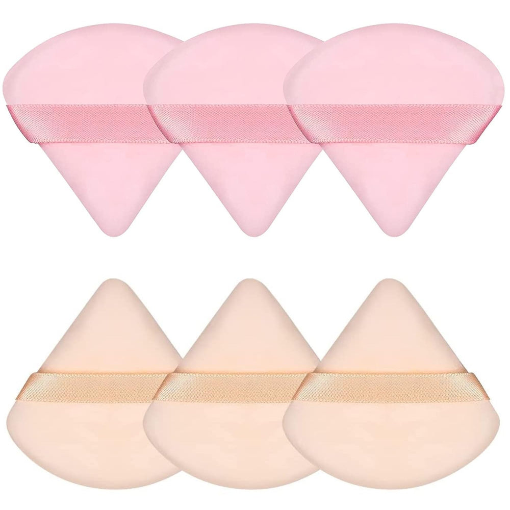 Pimoys puff polvo triángulo de 7 cm, textura suave para aplicación.
