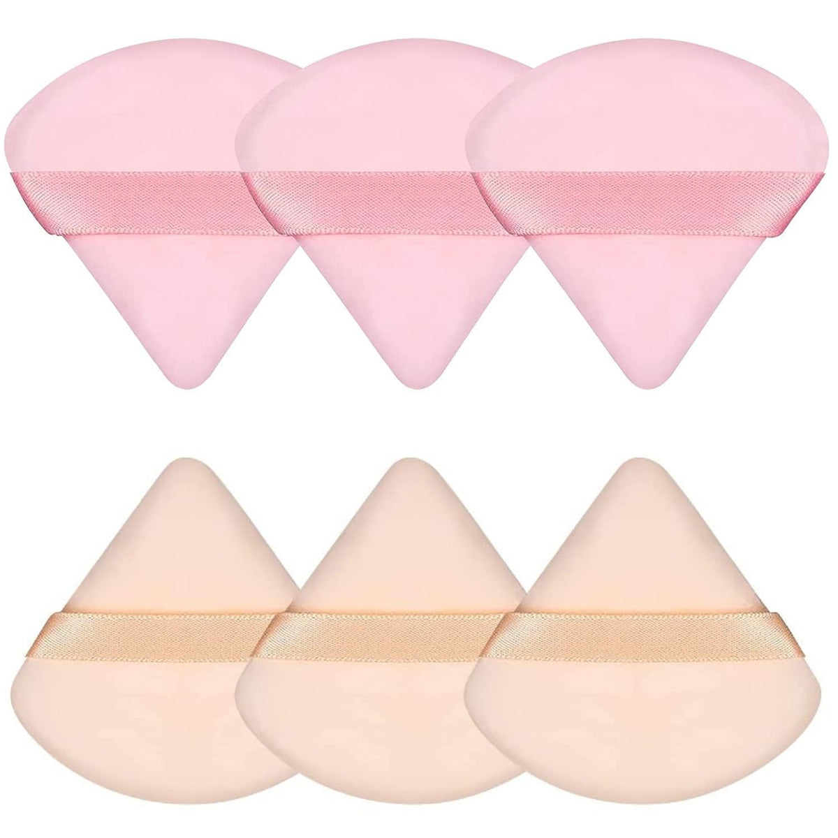 Pimoys puff polvo triángulo de 7 cm, textura suave para aplicación.
