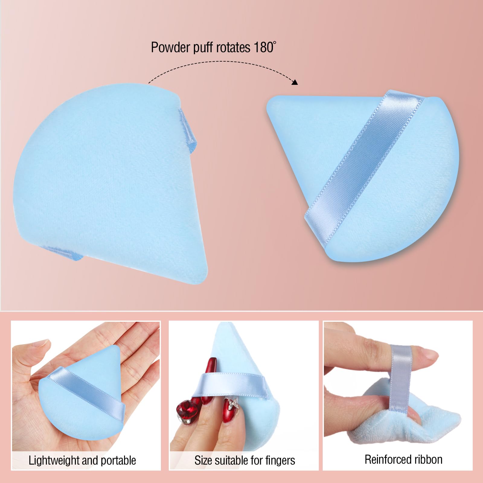 Pimoys puffs forma triángulo y redonda, para contorno preciso.