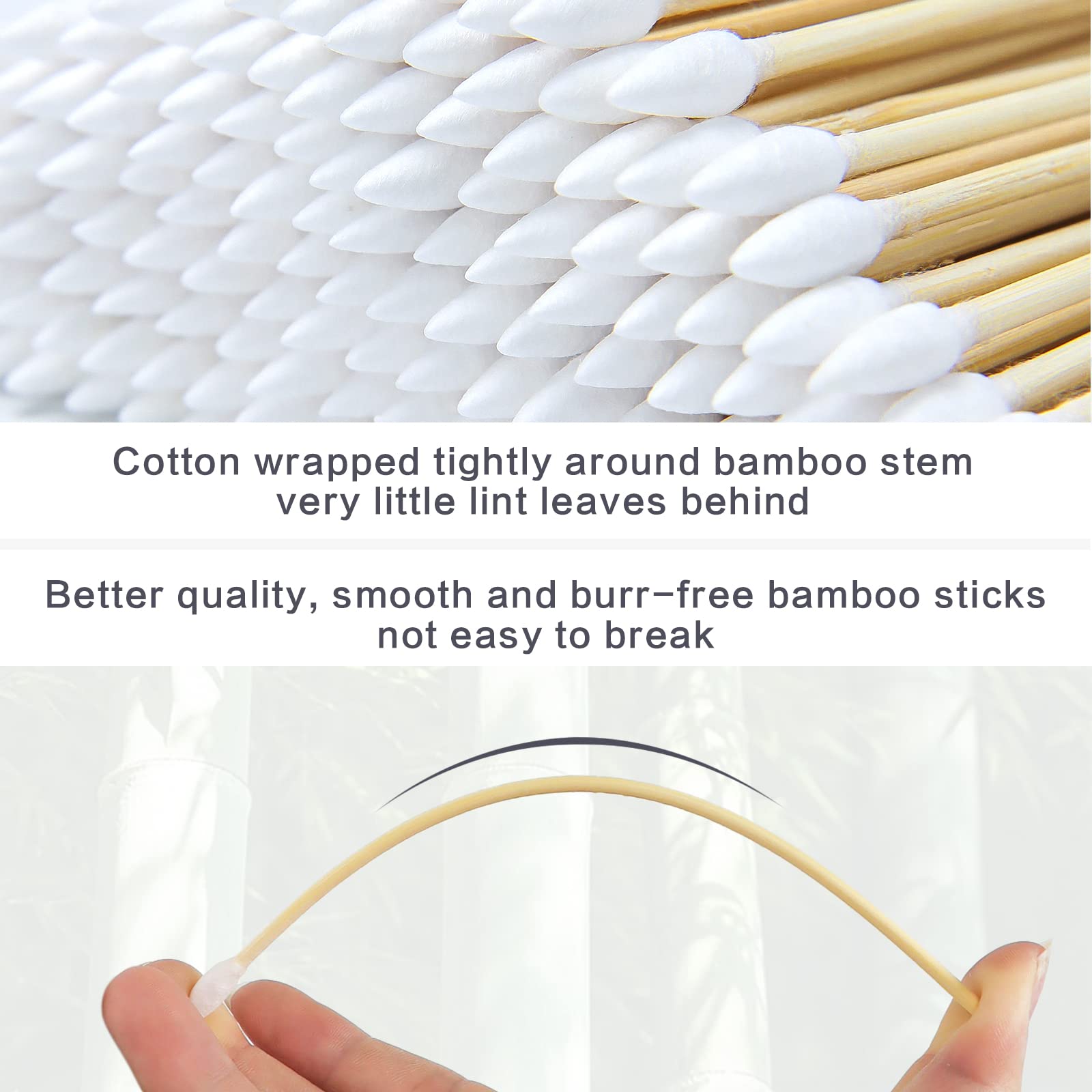 PINGMIC hisopos de algodón de 6 pulgadas para maquillaje suave y sin pelusa.