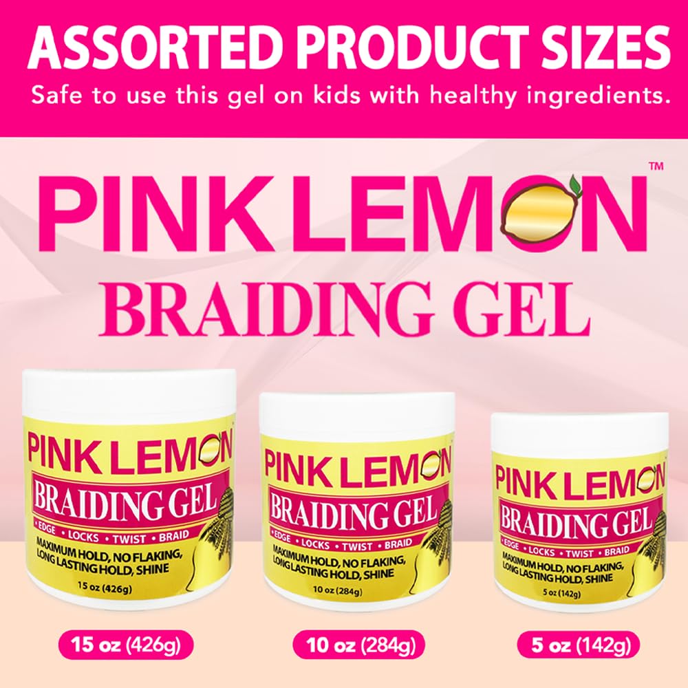 PINK LEMON Braiding Gel close-up emphasizes high shine.