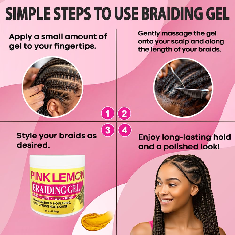 PINK LEMON Braiding Gel delivers long-lasting hold on protective styles.