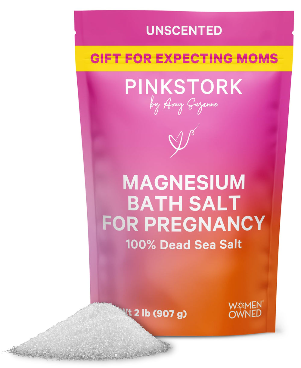Pink Stork copos de magnesio para baño, enfoque relajante para el embarazo.