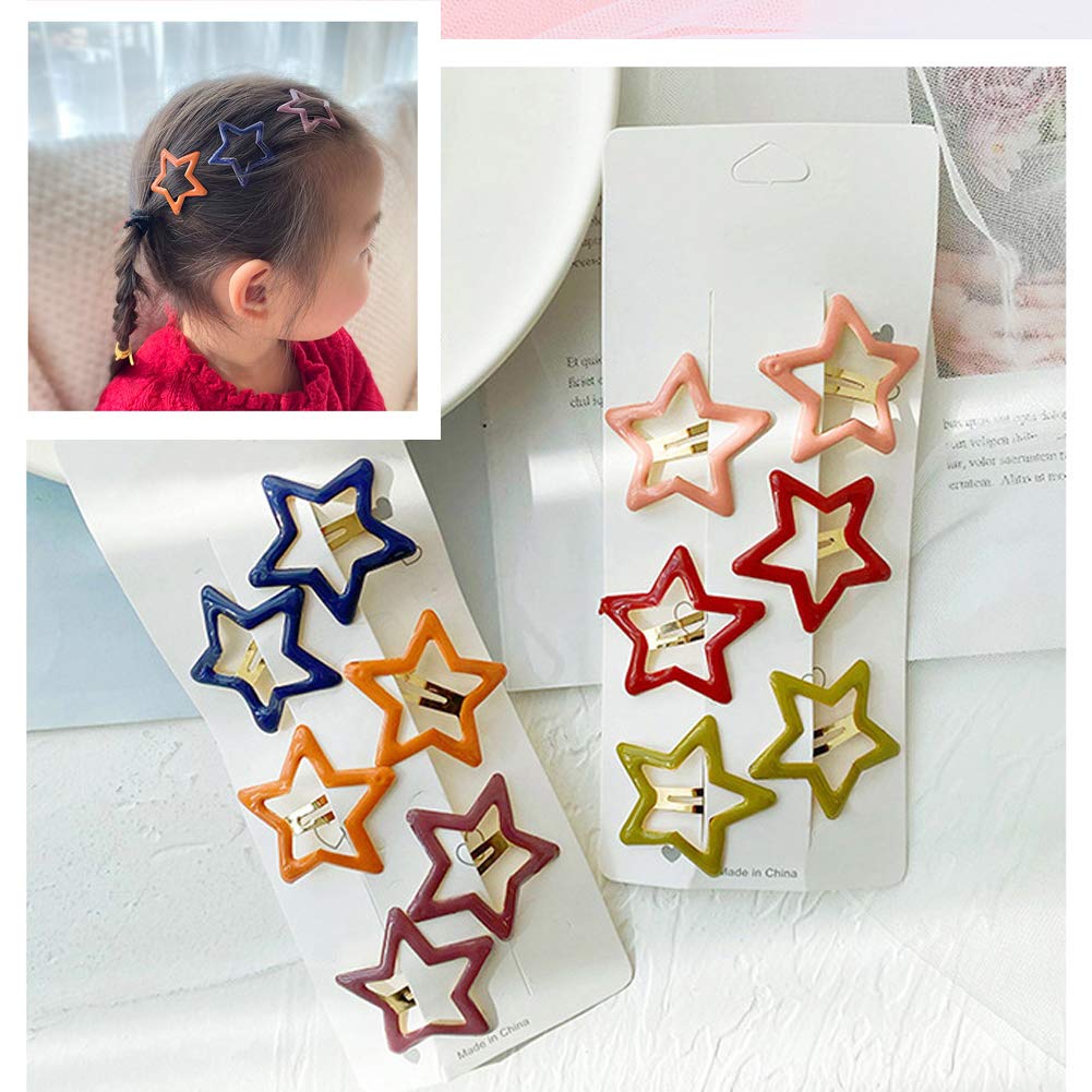 PINKSEE pinzas con estrellas brillantes, seis pares para looks variados.