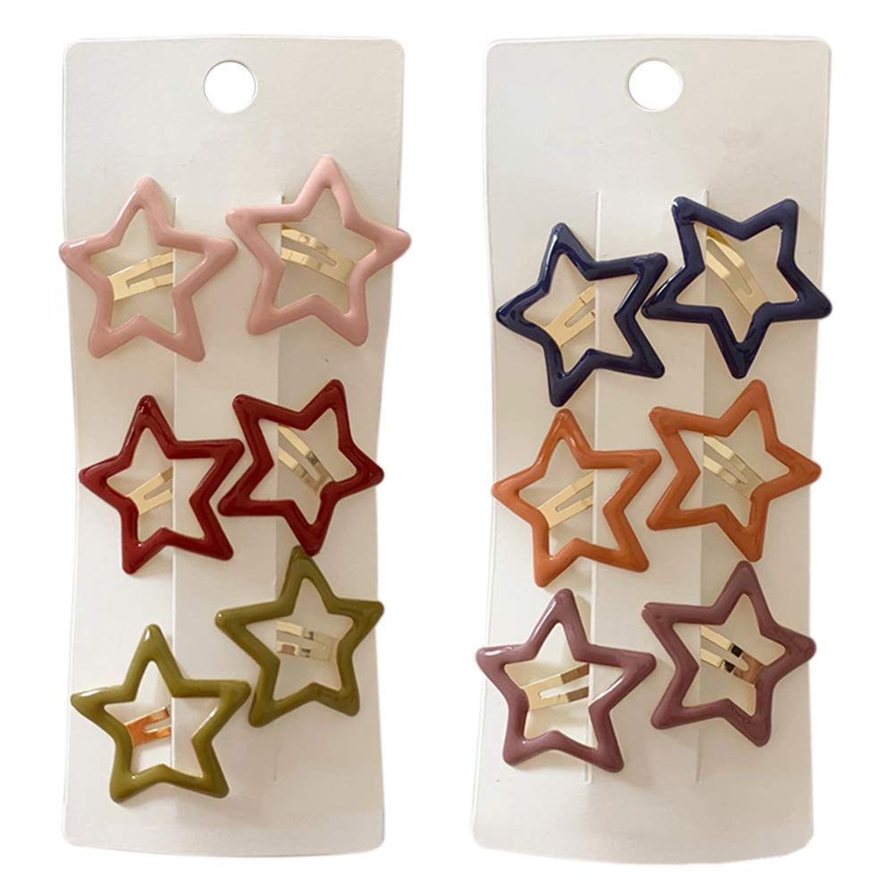 PINKSEE pinzas metálicas con estrellas, paquete de 12 para fijar peinados con estilo.