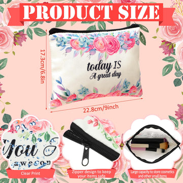 Cartera de cosméticos Pinkunn con flor en lienzo para uso diario.