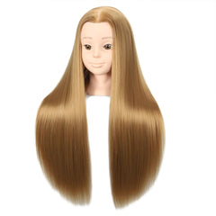 Pinzer cabeza mannequin cabello sintético color 613, perfecto para explorar tonos vivos.