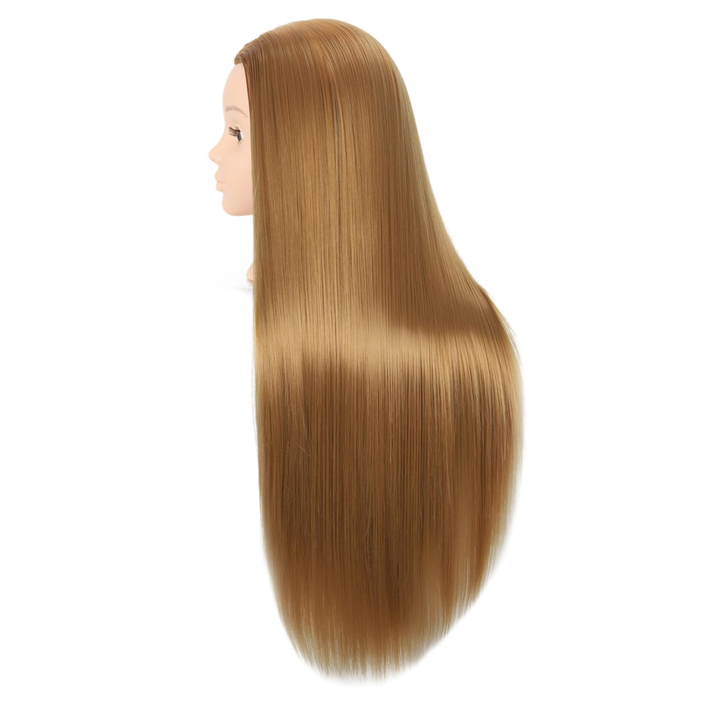 Pinzer cabeza mannequin cabello sintético color rojo, ideal para estilos atrevidos.