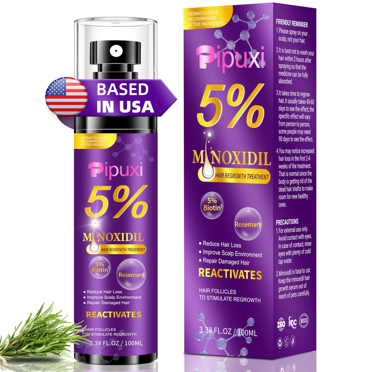 Pipuxi Minoxidil botella con aplicador para crecimiento capilar