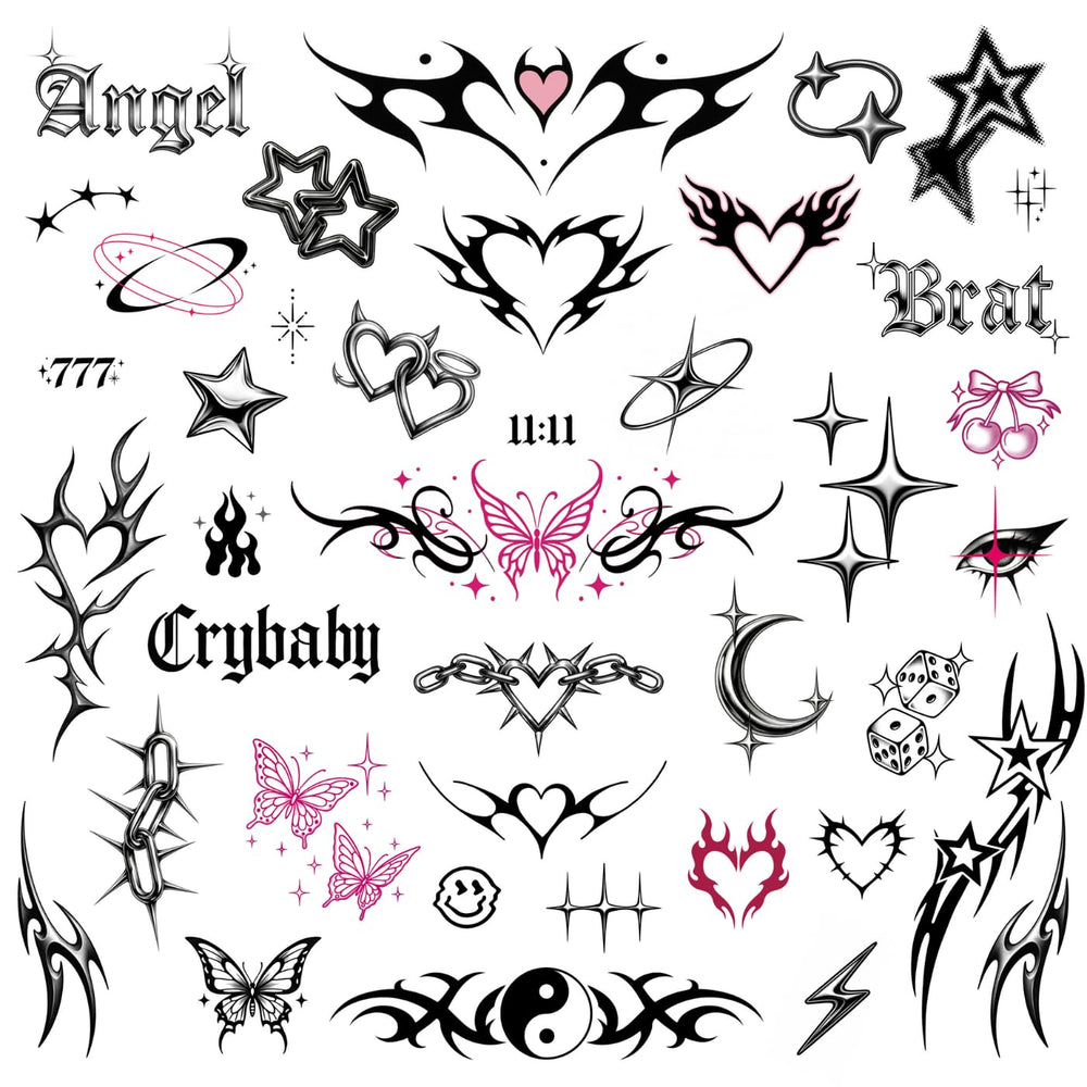 Pixel Hearts: tatuajes neotribal para looks audaces en fiestas.