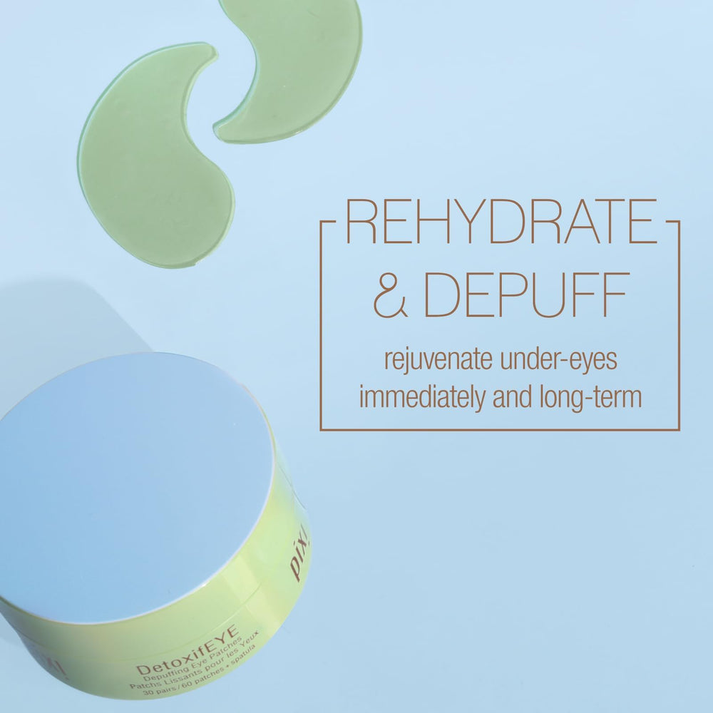 Parche hidrogel Pixi DetoxifEYE con ácido hialurónico para hidratación ocular.
