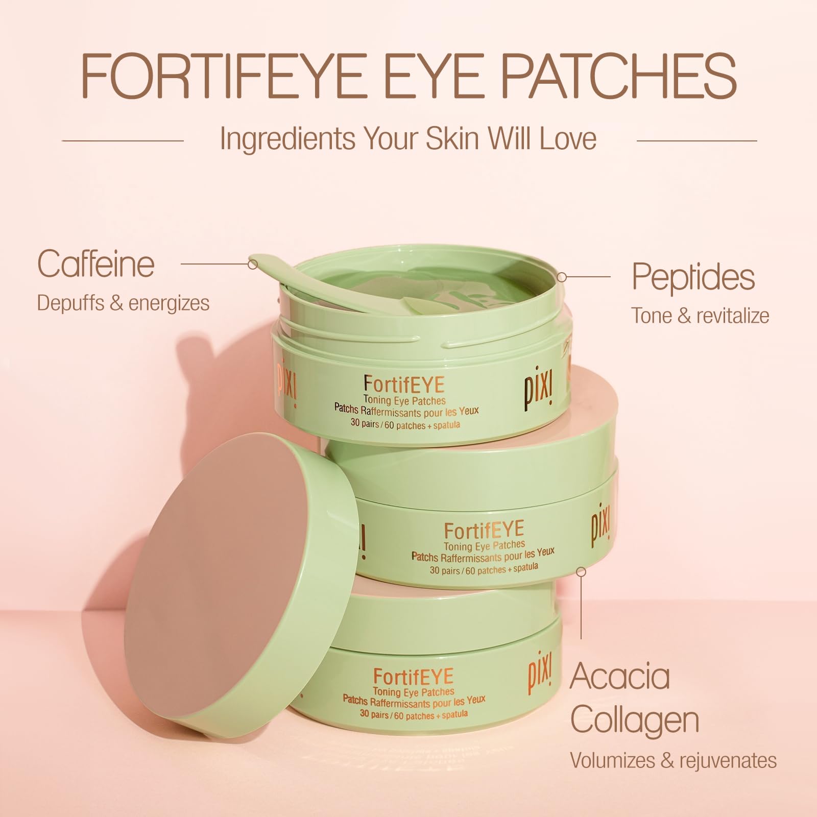 Pixi FortifEYE péptidos fortalecen el contorno ocular con efecto tonificante.