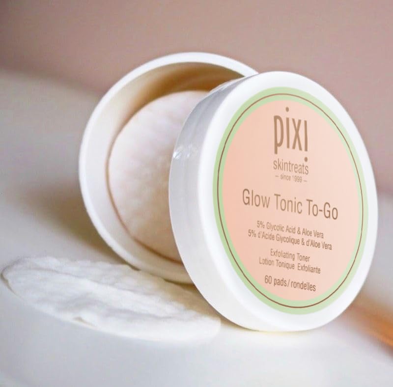 Pixi Glow Tonic para llevar, almohadillas de 60 para exfoliación suave.